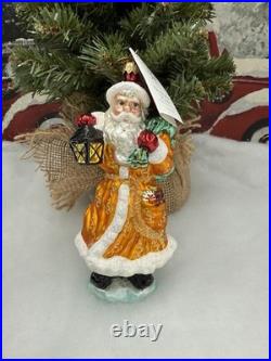 NIB Christopher Radko RARE Presents From The Past Santa Glass Ornament 7 EXC