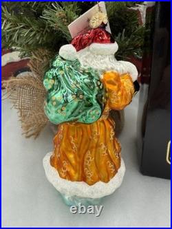 NIB Christopher Radko RARE Presents From The Past Santa Glass Ornament 7 EXC
