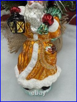 NIB Christopher Radko RARE Presents From The Past Santa Glass Ornament 7 EXC