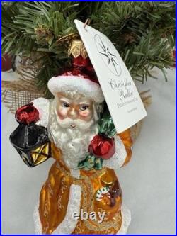 NIB Christopher Radko RARE Presents From The Past Santa Glass Ornament 7 EXC