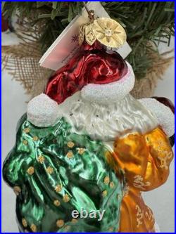NIB Christopher Radko RARE Presents From The Past Santa Glass Ornament 7 EXC