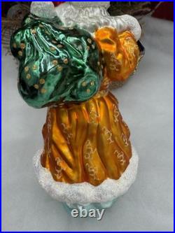 NIB Christopher Radko RARE Presents From The Past Santa Glass Ornament 7 EXC