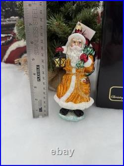 NIB Christopher Radko RARE Presents From The Past Santa Glass Ornament 7 EXC
