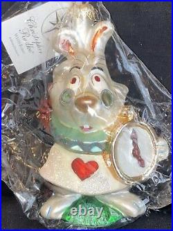 NIB NWT Christopher Radko Disney Alice in Wonderland White Rabbit Ornament RARE