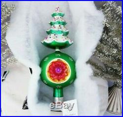 NWT 2003 Christopher Radko Christmas WINTER FROSTED TREE Ornament Topper FINIAL