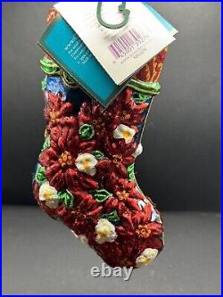 NWT RARE Christopher Radko PORTRAIT STOCKING Winter Blossoms Ornament 1013576