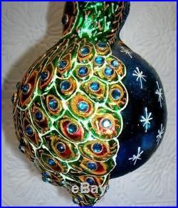 Peacock Christopher Radko Christmas Ornament 20th Anniversary In Living Color