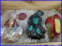 Polonaise Wizard of Oz set witch shoes slippers blown ornament glass xmas tree h