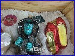 Polonaise Wizard of Oz set witch shoes slippers blown ornament glass xmas tree h