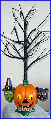 PreOwned? Vintage Radko Halloween Pumpkin, Witch, Black Cat Ornament Tree 24