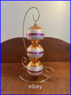 Quantity 1 Christopher Radko Ornaments Mica Gold Pink & White