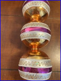 Quantity 1 Christopher Radko Ornaments Mica Gold Pink & White