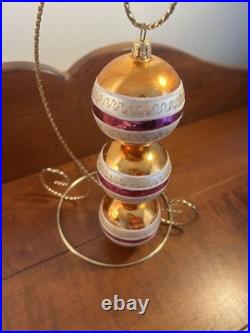 Quantity 1 Christopher Radko Ornaments Mica Gold Pink & White