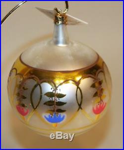 RARE 1988 SIGNED Radko Glass Christmas Ornament Royal Porcelain Gold Ball 88-012