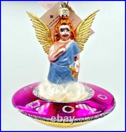 RARE 2001 Christopher Radko Holiday in Space Angel ornament UFO with Box & Tag