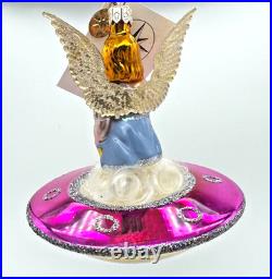 RARE 2001 Christopher Radko Holiday in Space Angel ornament UFO with Box & Tag