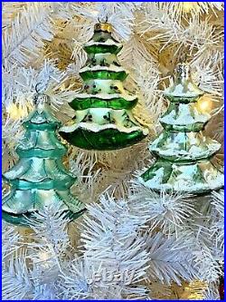 RARE 3 Christopher Radko Winter Tree Glass Ornament 92-101-2 5 w Radko Boxes