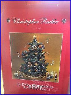 RARE Christopher Radko 12 Days of Christmas Revolving Tree, Lights & Music, HTF