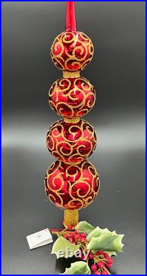 RARE! Christopher Radko 1998 16.5 Rhapsody Red/Gold Finial Item #98-440-0