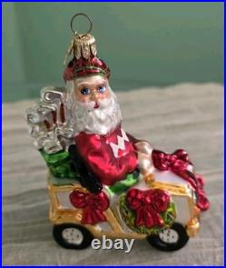 RARE Christopher Radko A Roll in One Golf Cart Santa 2001 Christmas Ornament