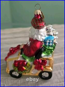RARE Christopher Radko A Roll in One Golf Cart Santa 2001 Christmas Ornament