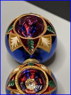 RARE Christopher Radko DOUBLE STAR FIRE Reflector Ball Drop Ornament 99-161-0