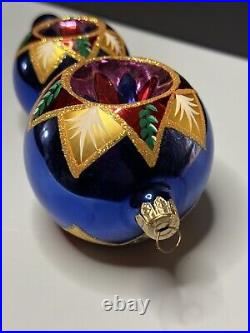 RARE Christopher Radko DOUBLE STAR FIRE Reflector Ball Drop Ornament 99-161-0