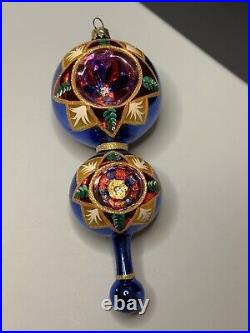 RARE Christopher Radko DOUBLE STAR FIRE Reflector Ball Drop Ornament 99-161-0