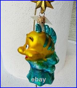 RARE Christopher Radko Disney The Little Mermaid Flounder Ornament NEW