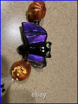 RARE Christopher Radko Halloween Garland Bat Ghost Pumpkin Glass Box READ AS IS