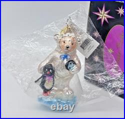 RARE Christopher Radko Muffy VanderBear Polar Bear Glass Christmas Ornament 2003