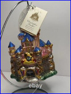 RARE Christopher Radko SLEEPING BEAUTY JEWELED CASTLE Disneyland Ornament EUC