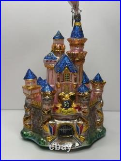 RARE Christopher Radko SLEEPING BEAUTY JEWELED CASTLE Disneyland Ornament EUC