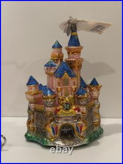 RARE Christopher Radko SLEEPING BEAUTY JEWELED CASTLE Disneyland Ornament EUC