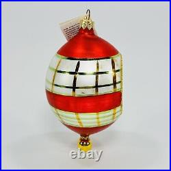 RARE Christopher Radko Scotch Pine Red Glass Christmas Ornament 5.5 W TAG