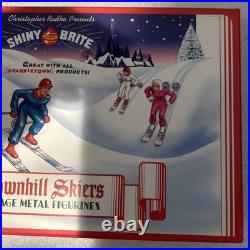 RARE Christopher Radko Shiny Brite Vintage Metal Downhill Skiers
