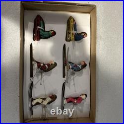 RARE Christopher Radko Shiny Brite Vintage Metal Downhill Skiers