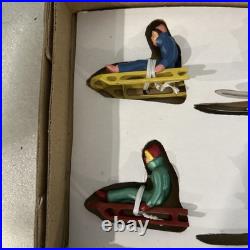 RARE Christopher Radko Shiny Brite Vintage Metal Downhill Skiers