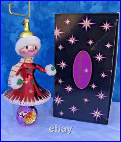 RARE Christopher Radko Snow Girl Christmas Ornament Italian Reflector with Box