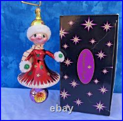 RARE Christopher Radko Snow Girl Christmas Ornament Italian Reflector with Box