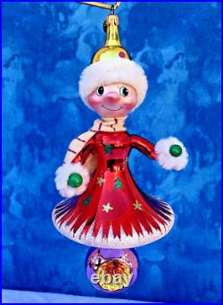 RARE Christopher Radko Snow Girl Christmas Ornament Italian Reflector with Box