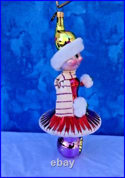 RARE Christopher Radko Snow Girl Christmas Ornament Italian Reflector with Box