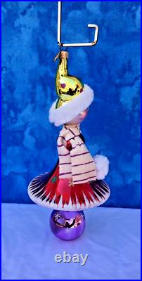 RARE Christopher Radko Snow Girl Christmas Ornament Italian Reflector with Box