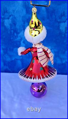 RARE Christopher Radko Snow Girl Christmas Ornament Italian Reflector with Box