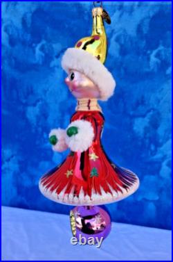 RARE Christopher Radko Snow Girl Christmas Ornament Italian Reflector with Box
