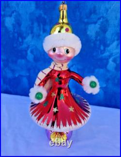 RARE Christopher Radko Snow Girl Christmas Ornament Italian Reflector with Box