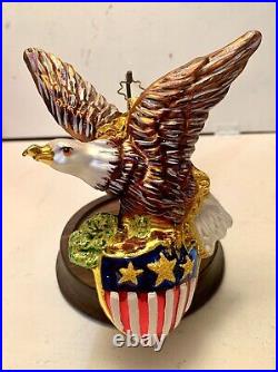 RARE Christopher Radko The Bald And The Beautiful Patriotic Eagle Flag Ornament