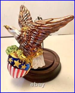 RARE Christopher Radko The Bald And The Beautiful Patriotic Eagle Flag Ornament