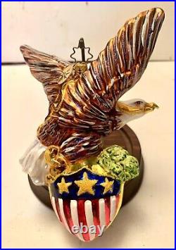 RARE Christopher Radko The Bald And The Beautiful Patriotic Eagle Flag Ornament