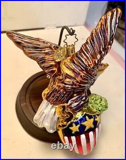 RARE Christopher Radko The Bald And The Beautiful Patriotic Eagle Flag Ornament